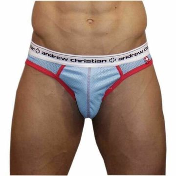 Мужские трусы джоки голубые в сетку Andrew Christian Sports