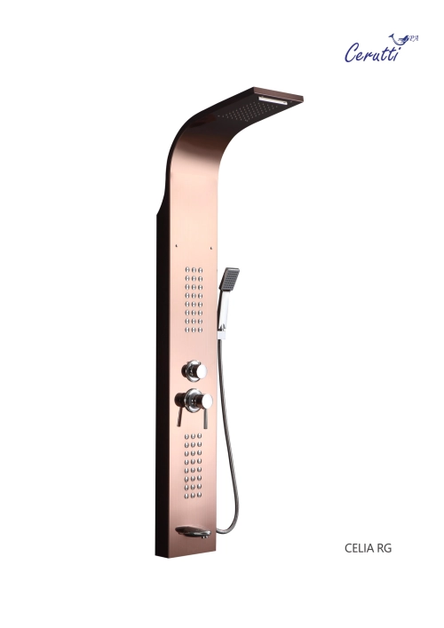 Панель CELIA RG душевая из нержавеющей стали с форсунками Ceruttispa CT10406, цвет розовое золото