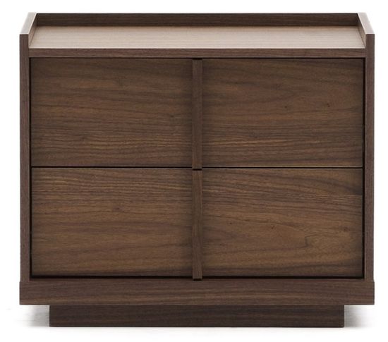 Прикроватная тумбочка Onix 2 ящика шпон ореха в темной отделке 60 x 59 см