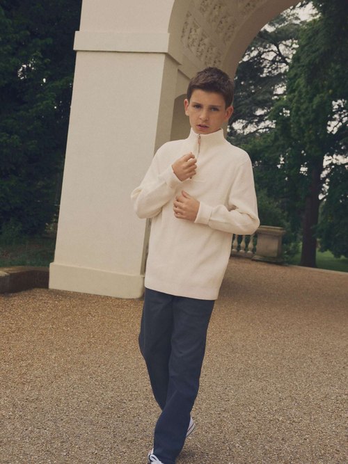 Джемпер вязаный с молнией для мальчика Next K84-112, Молочный