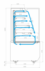 Кондитерская витрина Carboma KC70 VM 0,6-2 STANDARD открытая, горка СКОШЕННАЯ БОКОВИНА (версия 2.0) (9005-0109) (Cube 2)