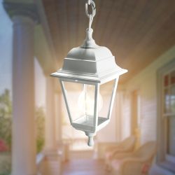 Садово-парковый светильник ЭРА НСУ 04-60-001 белый 4 гранный подвесной IP44 Е27 max60Вт