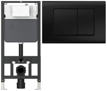Комплект инсталляции Рехау NOVAFLOW с панелью смыва NOVA QUAD 001 прямоугольной, черный, матовый