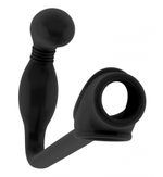 Чёрная анальная пробка с эрекционным кольцом SONO №2 - 11,4 см. (Цвет: черный)