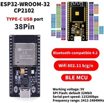 Плата ESP32 WROOM CP2102 38PIN (type-c)