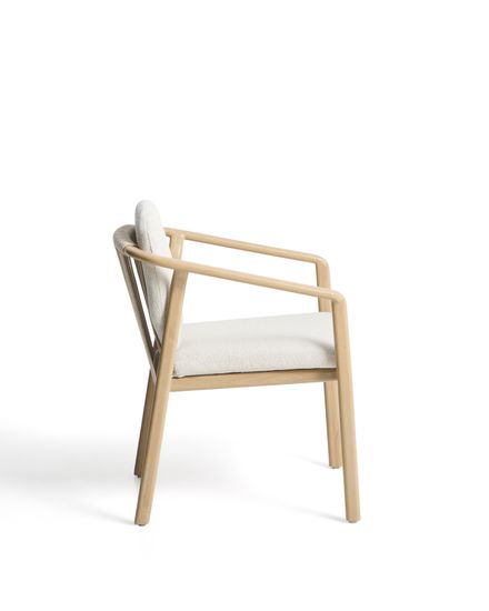 Уличный стул Sirte из алюминия с отделкой под дерево и веревкой цвета экрю