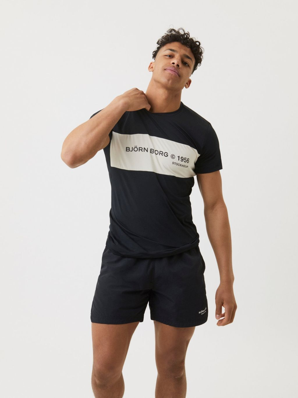 Мужская теннисная футболка Björn Borg Stockholm Blocked T-shirt M - black beauty