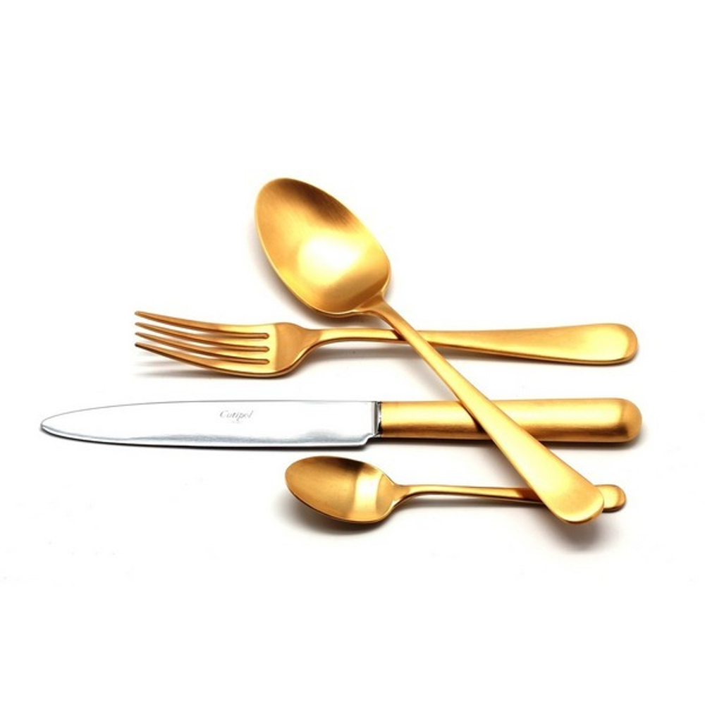 Набор столовых приборов на 12 персон 72 предмета Cutipol Atlantico Gold матовый общий вид