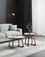 Стол журнальный CT3059 (D60) белая керамика (LIUJINBAI)/орех