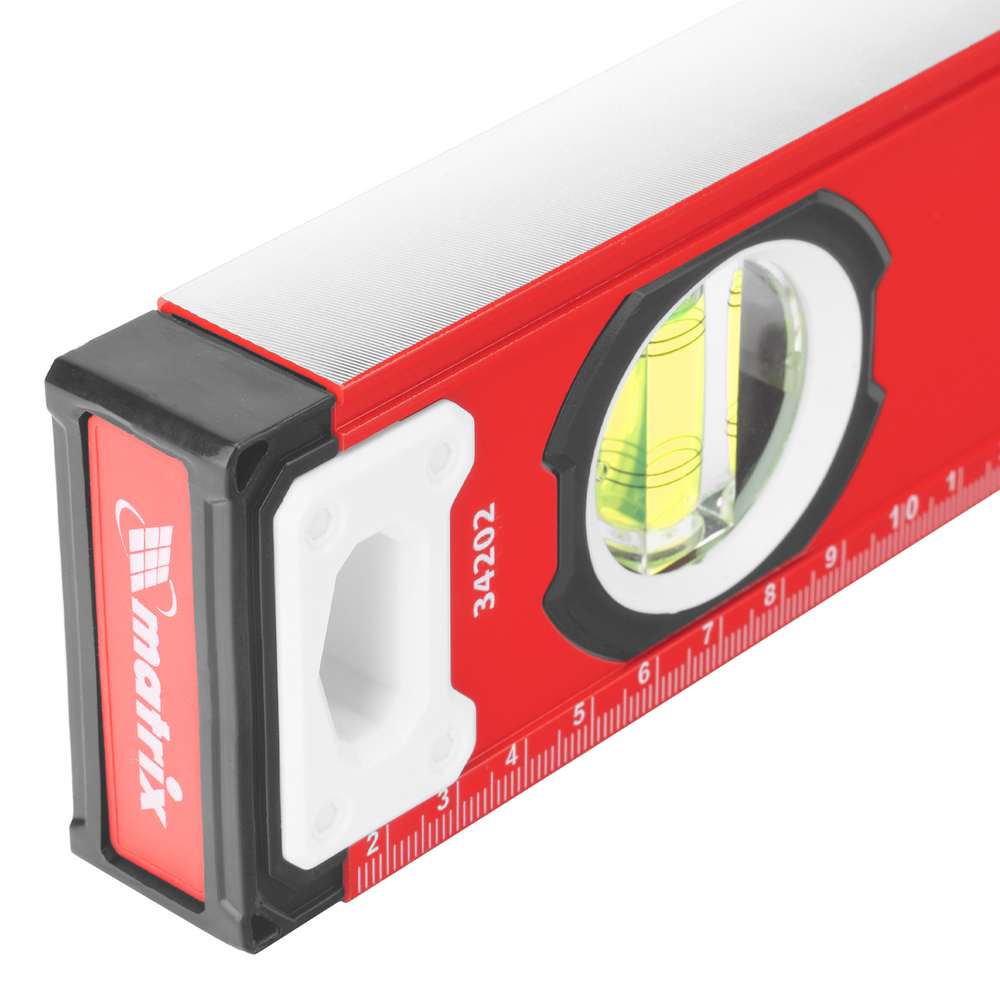 Уровень алюминиевый, фрезерованный, 3 глазка, рукоятки, 800 мм Matrix