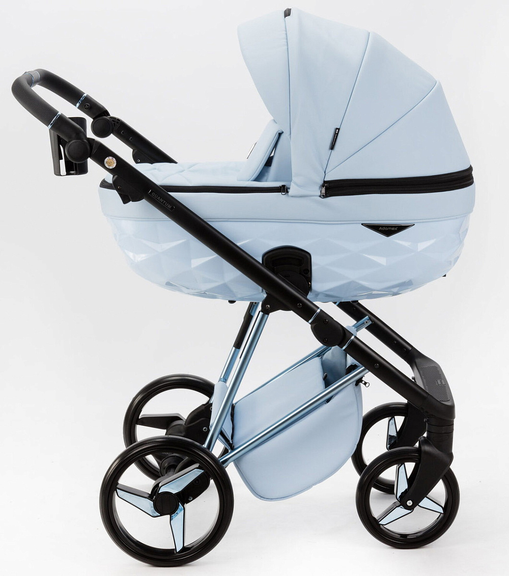 Детская коляска Adamex Quantum Superstar Deluxe 3 в 1 Q-STAR135-K (ГОЛУБ.КОЖА+ГОЛУБ.ДНО+ГОЛУБ.РАМА)