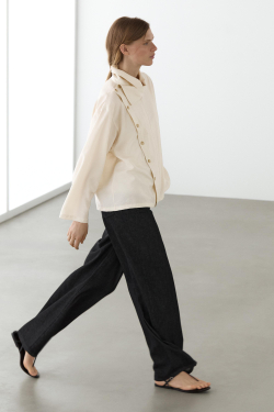 Massimo Dutti Струящаяся рубашка асимметричного кроя с пуговицами, бежевый