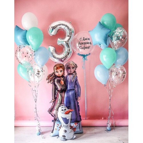 Набор шаров «Эльза и Анна c Цифрой и Олафом»