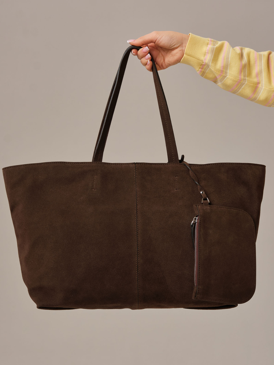 Замшевая сумка шоппер Texas DBR 31390 кофе