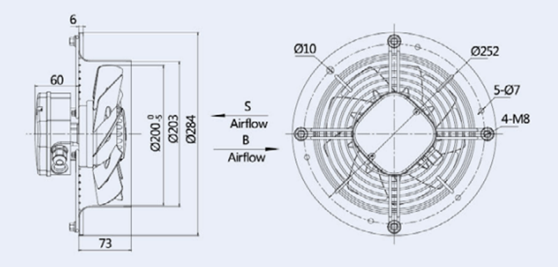 Вентилятор Weiguang YWF-2E-200-S(B)-92/15-R