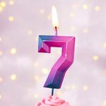 Свеча Цифра, 7 Пурпурные грани, 1,1*4,3 см, 1 шт.