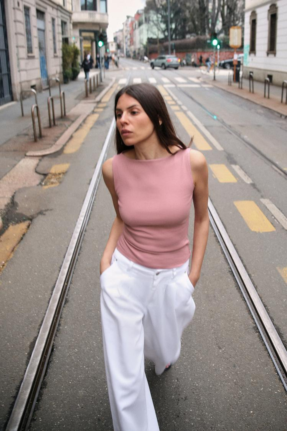 ZARA ТОП В РУБЧИК, ПУДРОВО-РОЗОВЫЙ