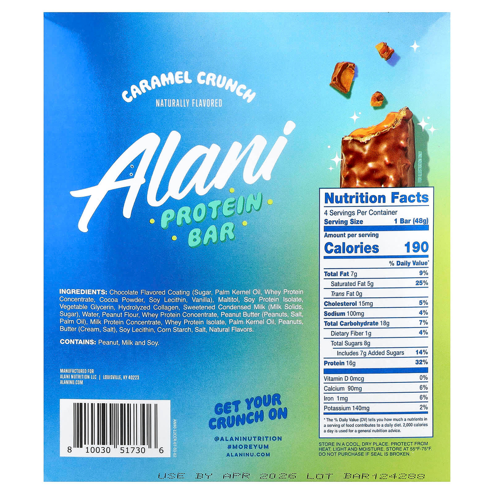 Alani Nu, протеиновый батончик, карамельный кранч, 12 батончиков по 48 г (1,69 унции)