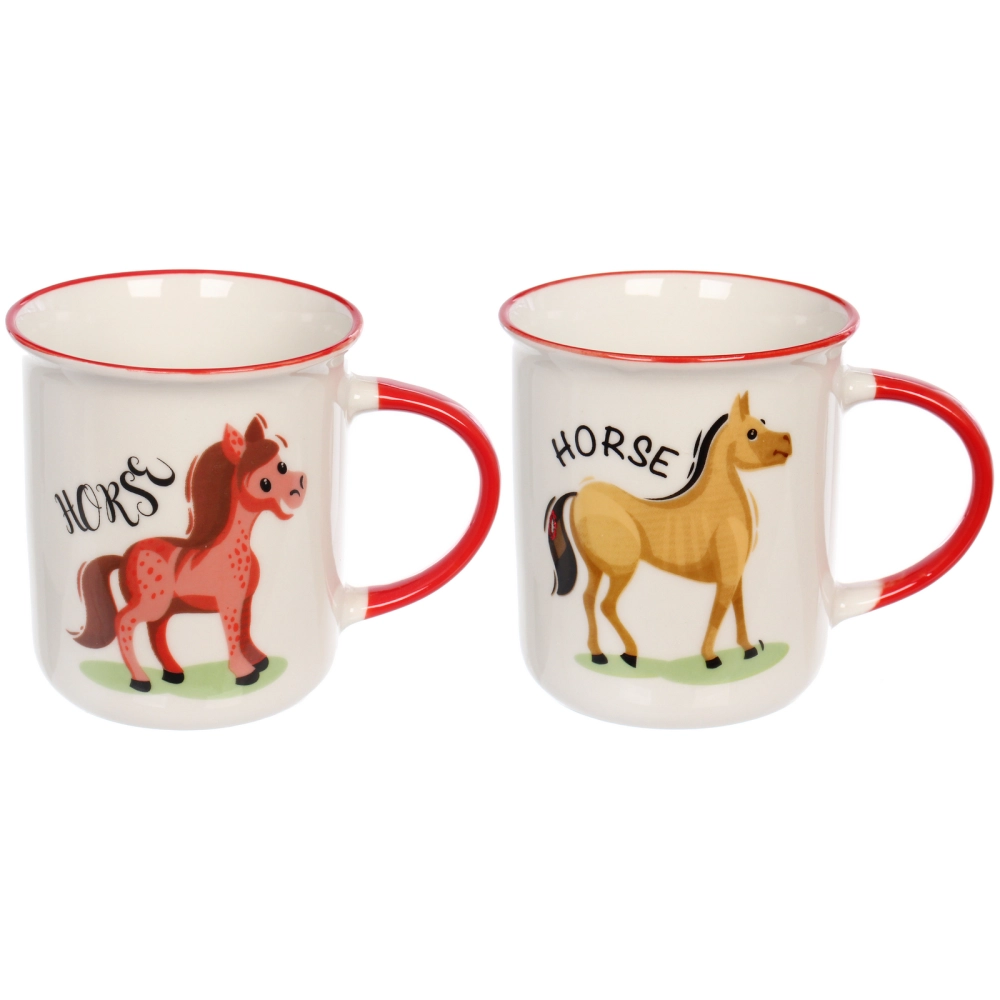Кружка керамическая 300мл «Игривые кони», микс рисунков