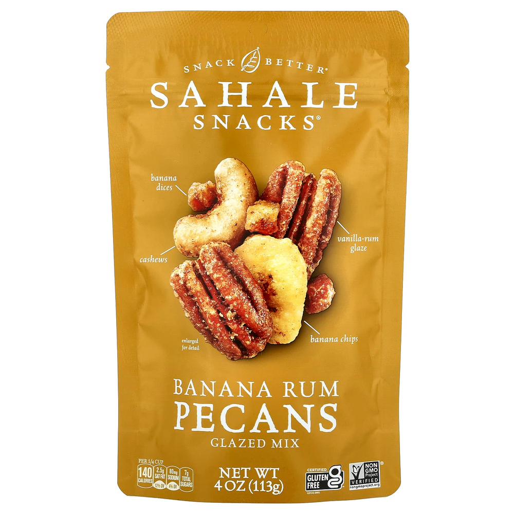 Sahale Snacks, Глазированная смесь, банан и ром и пекан, 113 г (4 унции)