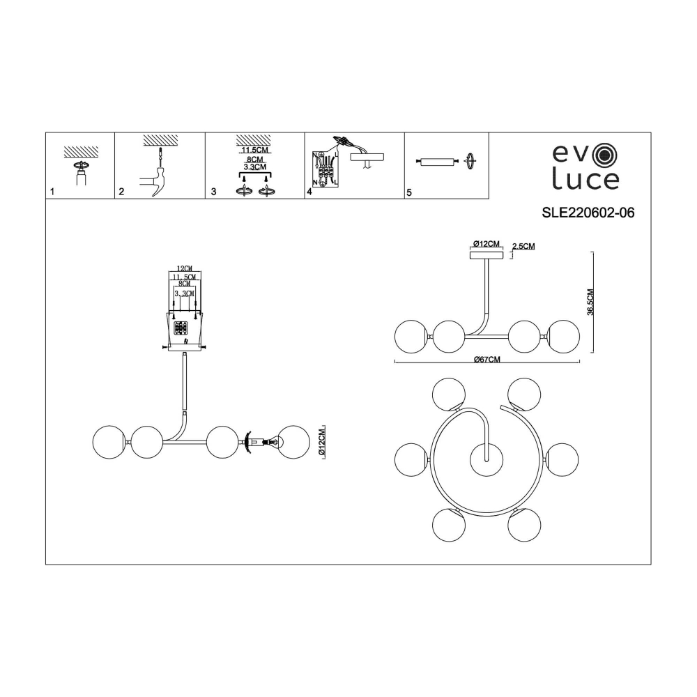 SLE220602-06 Светильник потолочный Золотистый/Белый E14 6*40W