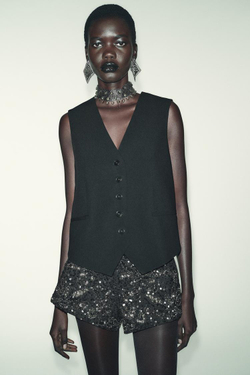 ZARA КЛАССИЧЕСКИЙ ЖИЛЕТ, ЧЕРНЫЙ