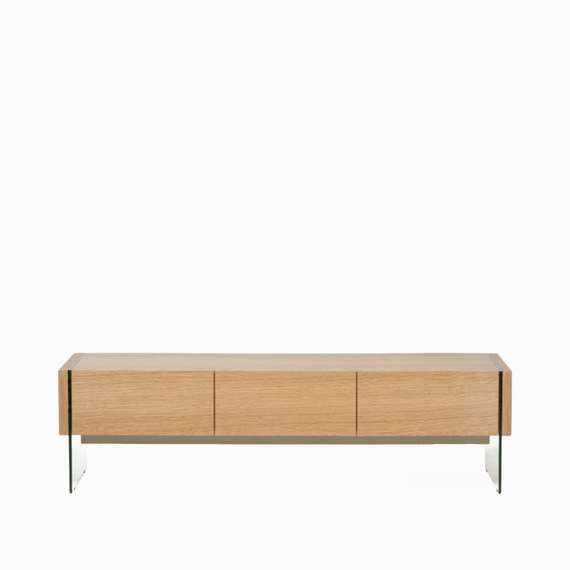 ТВ-тумба Somerset 188х38 см, шпон дуба, стеклянные ножки