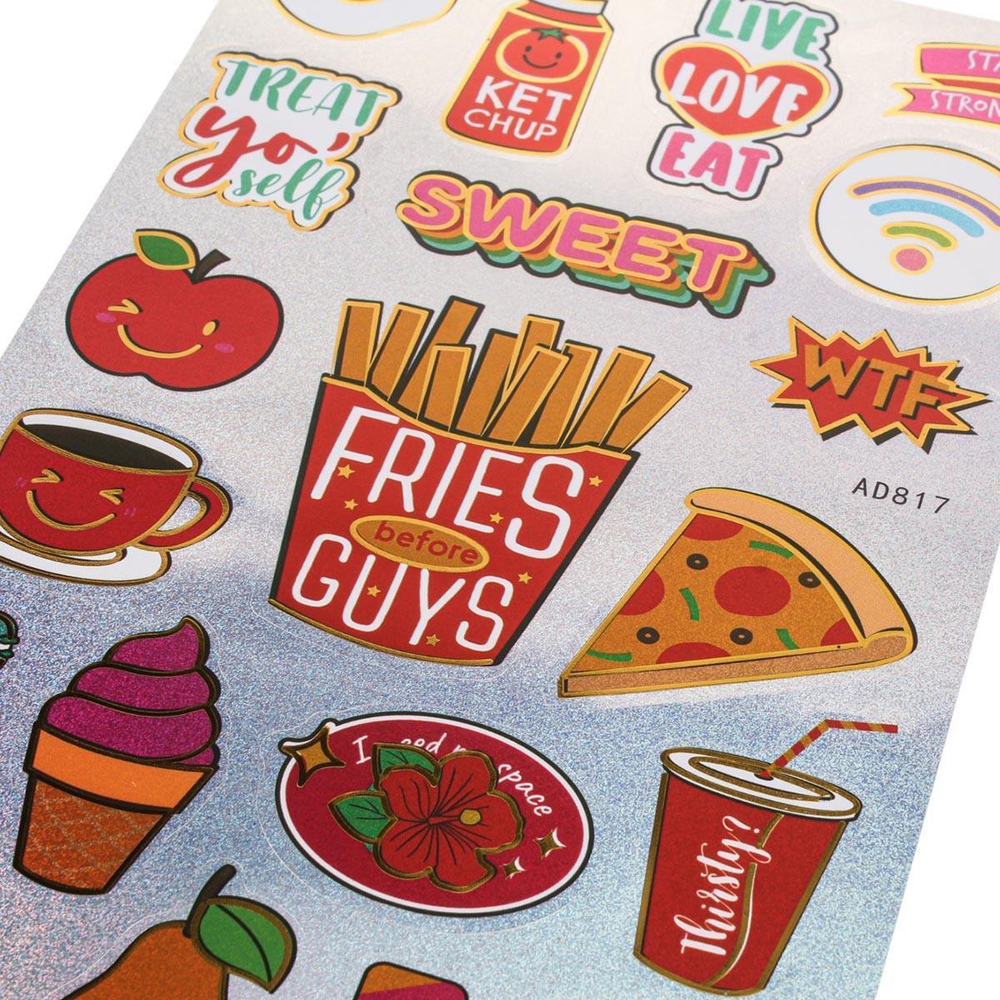 Наклейки с голографическим эффектом "Snack" 30*15см.