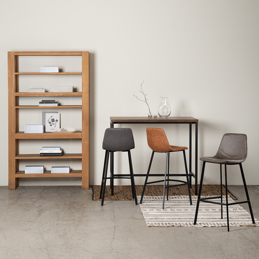 Стул барный hugh, экокожа, серо-коричневый