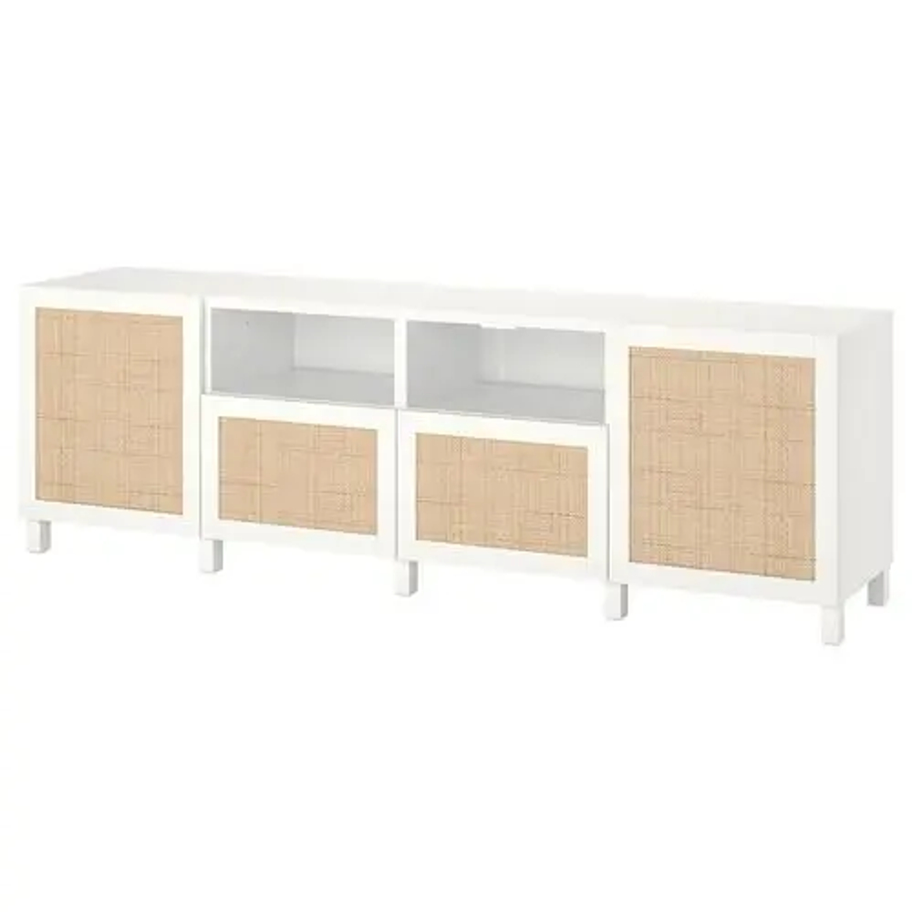 Тумба под ТВ - IKEA BESTÅ/BESTA/БЕСТО ИКЕА, 74х42х240 см, белый/бежевый