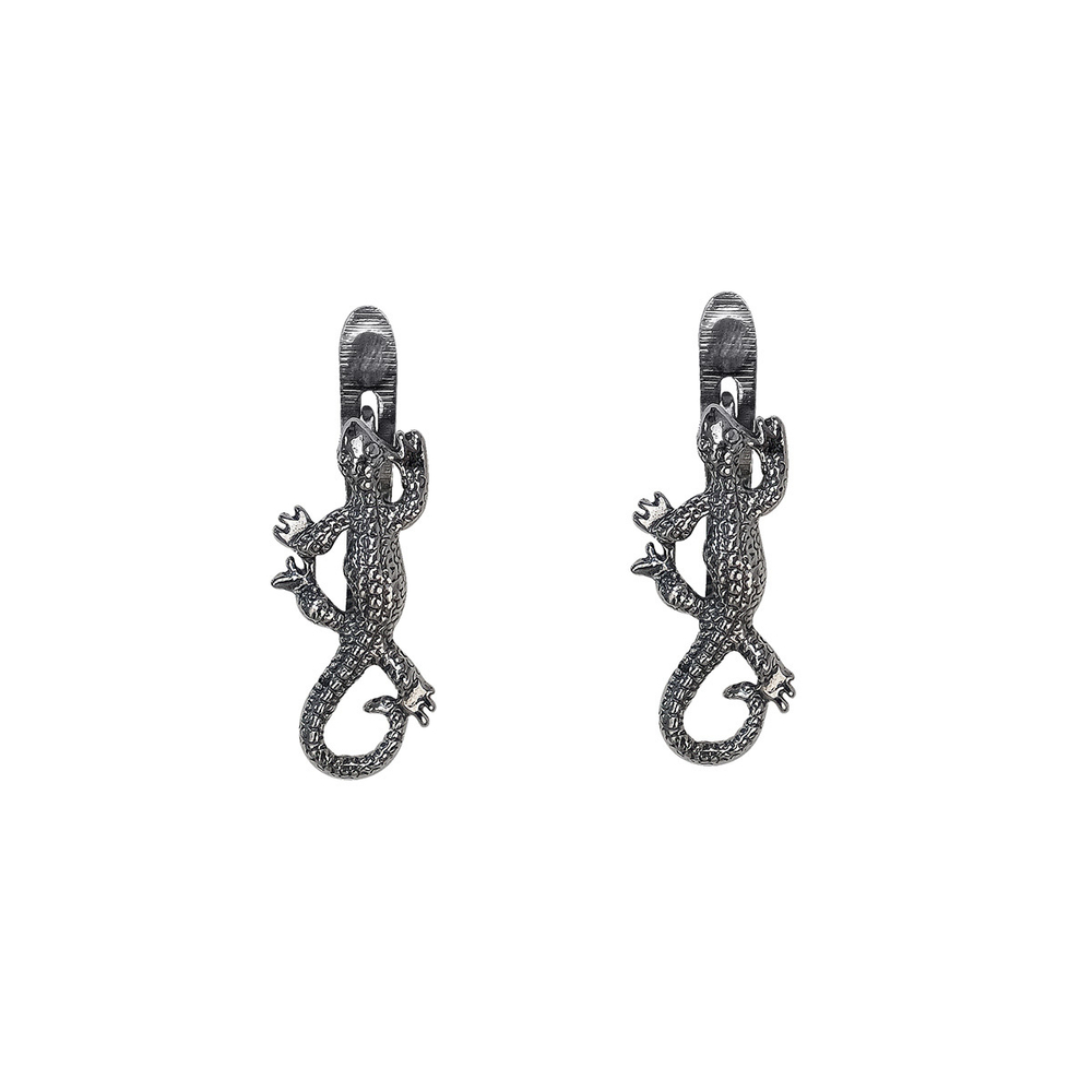 "Саламандра" серьги в серебряном покрытии из коллекции "Животные" от Jenavi с английским замком