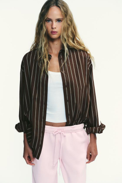 ZARA БАЗОВЫЕ ПРЯМЫЕ БРЮКИ ИЗ МЯГКОЙ ТКАНИ, РОЗОВЫЙ