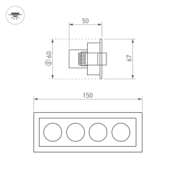 Светильник MS-ORIENT-BUILT-TURN-TC-S67x150-10W Day4000 (BK-BK, 30 deg, 230V) (Arlight, IP20 Металл, 5 лет) 037209