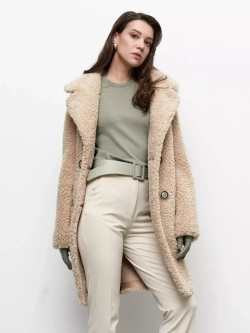 Шуба чебурашка тедди, бежевая, Северина