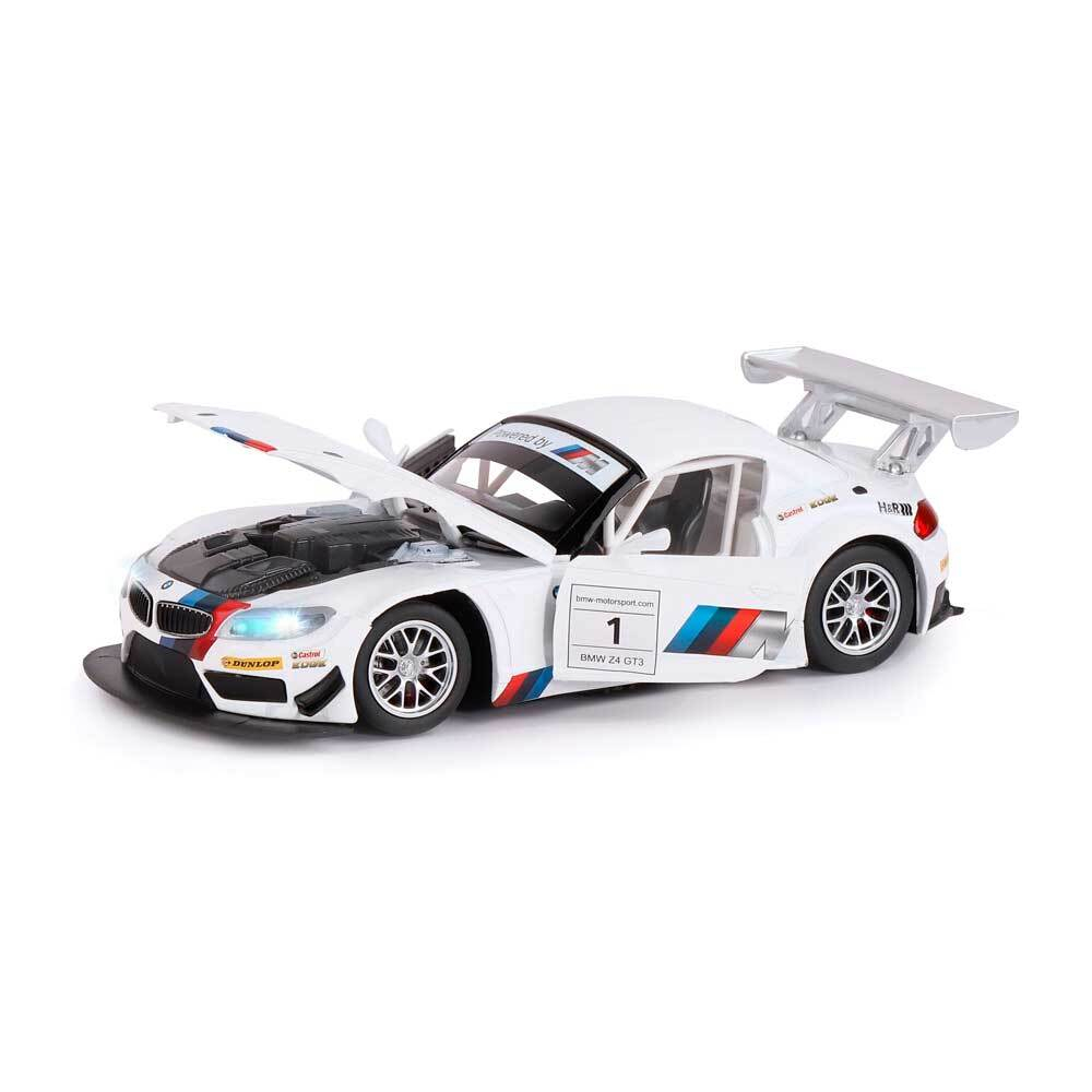 Модель 1:24, BMW Z4 GT3, белый, откр. двери, капот, свет, звук