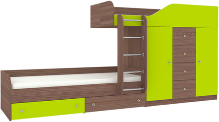 Двухъярусная кровать КарИВи Астра 6 Бодего Темный Лайм