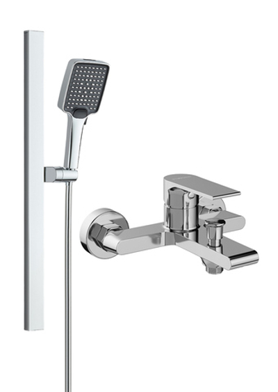 Смеситель для ванны с душем STWORKI Колдинг S32100CR + Душевой гарнитур Ольборг S20190CR, хром