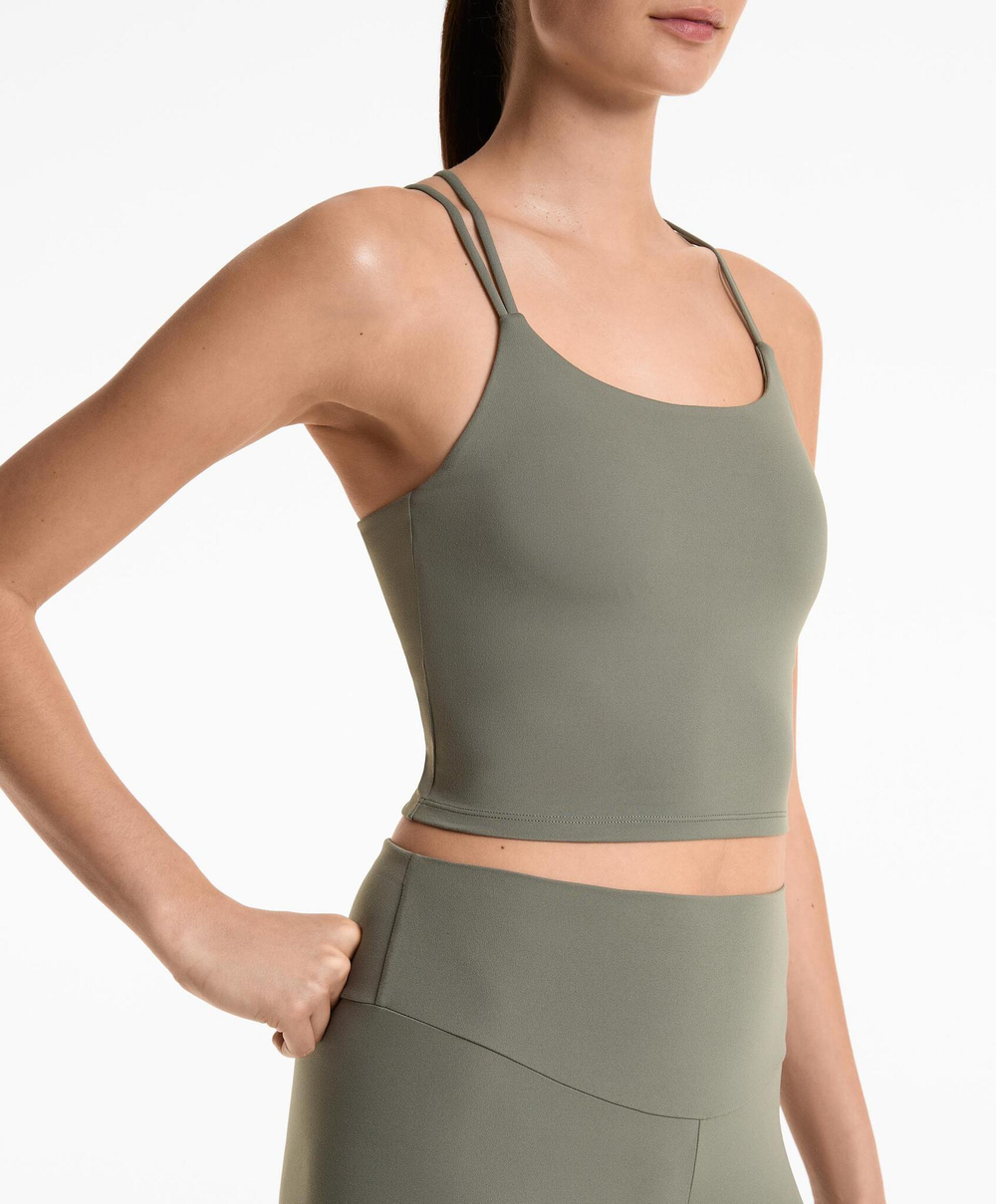 Oysho Майка Comfortlux с кольцами, светлый хаки