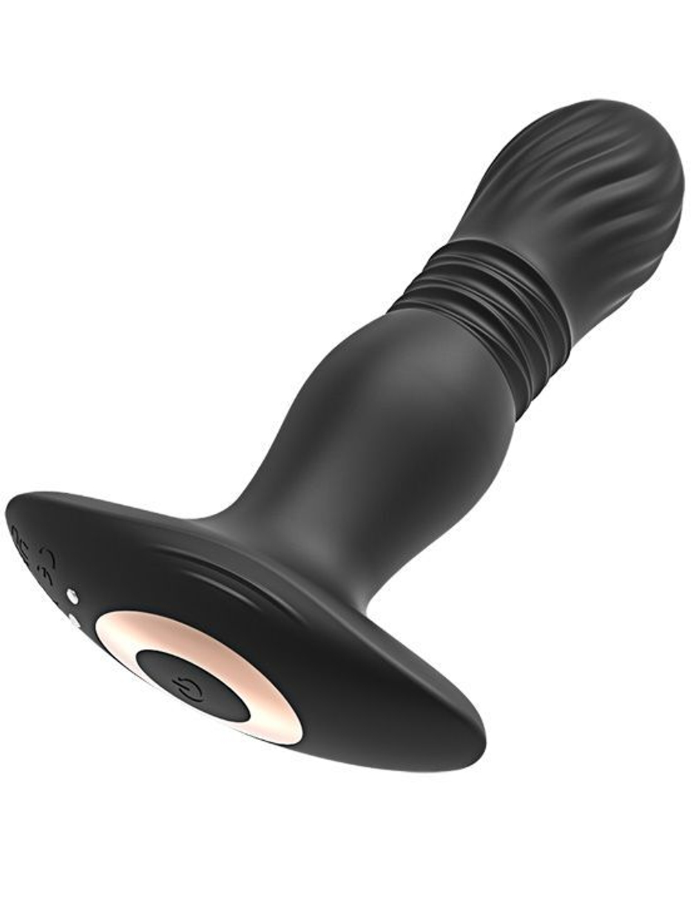 Черная анальная вибропробка Mad с поступательными движениями - 13 см. (Цвет: черный)