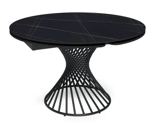 Стол круглый раскладной Lava (120+30+30), керамика матовая Black Gold цвет черный