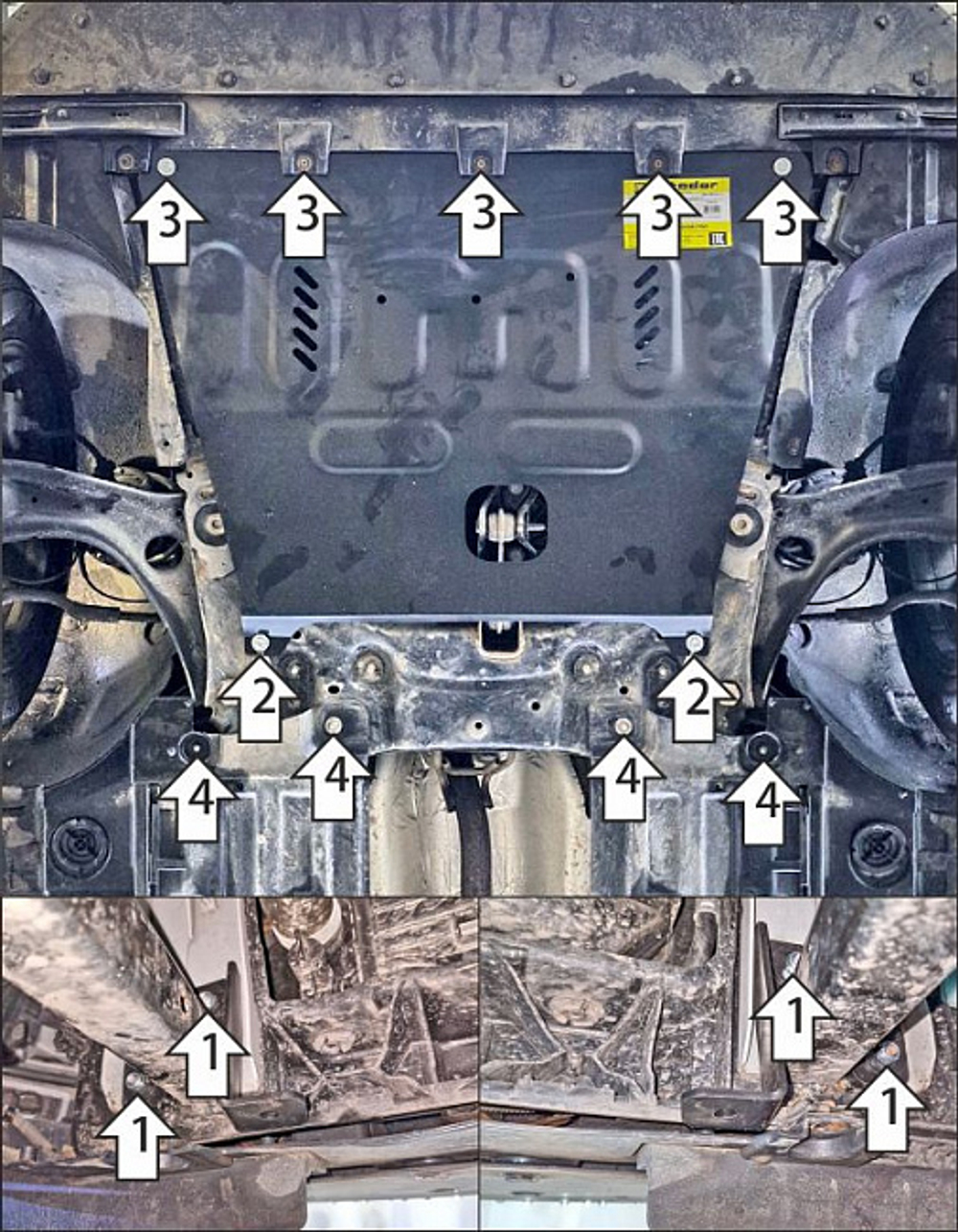 Защита картера двигателя, КПП. 2 мм, Сталь для Renault Samsung XM3 2020-2024, Motodor.71711