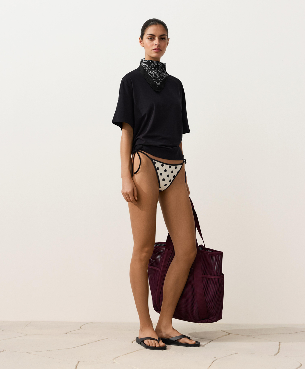 OYSHO Полуоткрытые плавки бикини из пике в горошек, светлый экрю