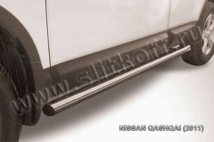 Пороги из нержавейки Nissan Qashqai (2010-2013) d76 труба (черный цвет)