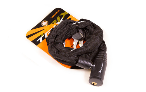 Замок велосипедный TRIX цепь, с ключами, 3,5×1200мм, в тканевой оплетке, черный