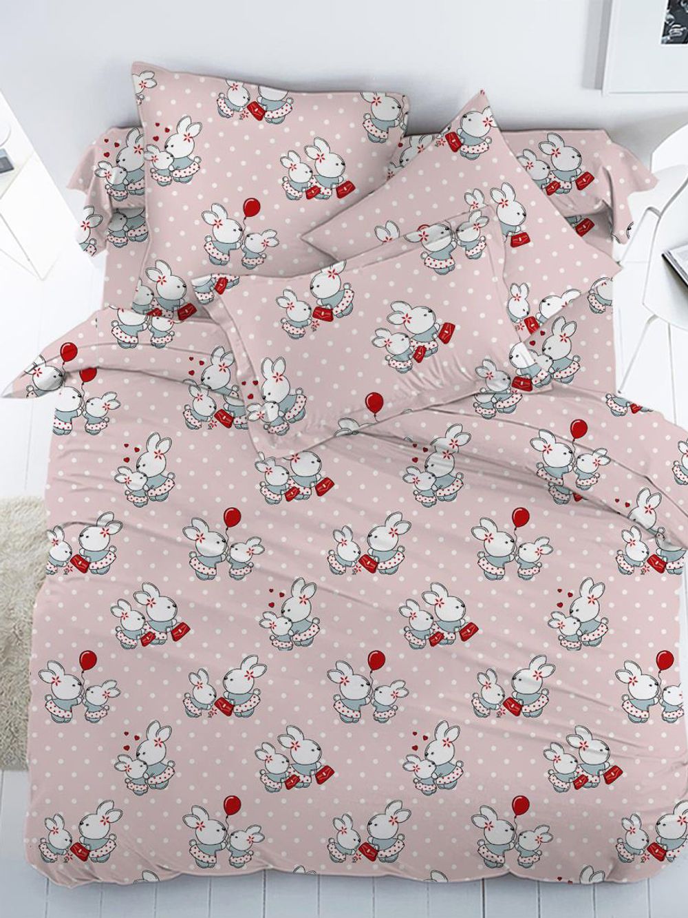 Простынь на резинке  бязь Сказка "Зайчики" 90x200 см