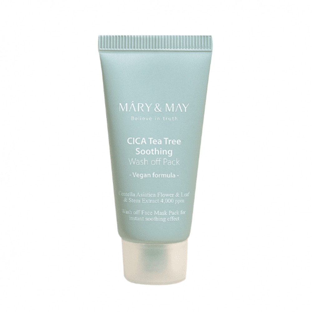 Mary&May CICA TeaTree Soothing Wash off Pack успокаивающая глиняная маска для лица с экстрактом центеллы и чайного дерева