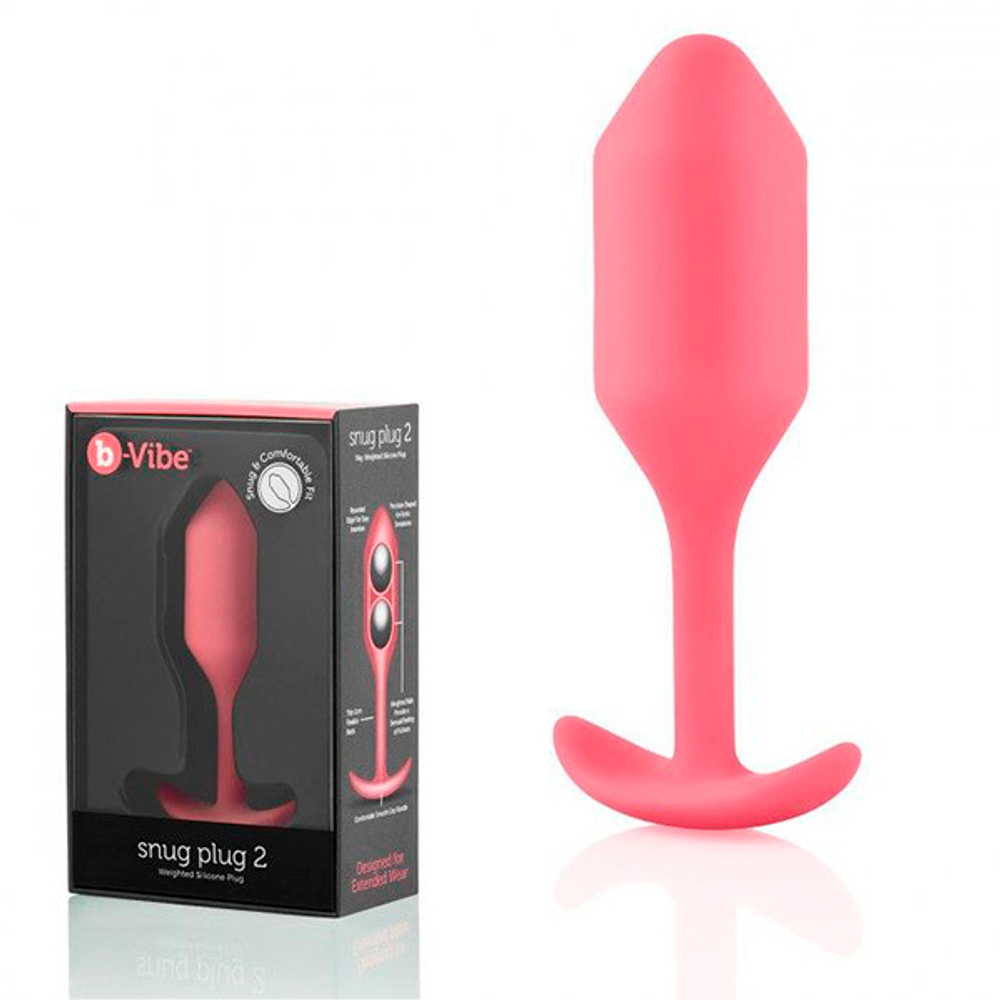 Розовая пробка для ношения 11,4см b-Vibe Snug Plug 2 BV-008-COR