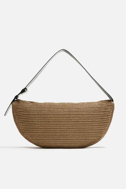 ZARA ПЛЕТЕНАЯ СУМКА, СВЕТЛО-БЕЖЕВЫЙ