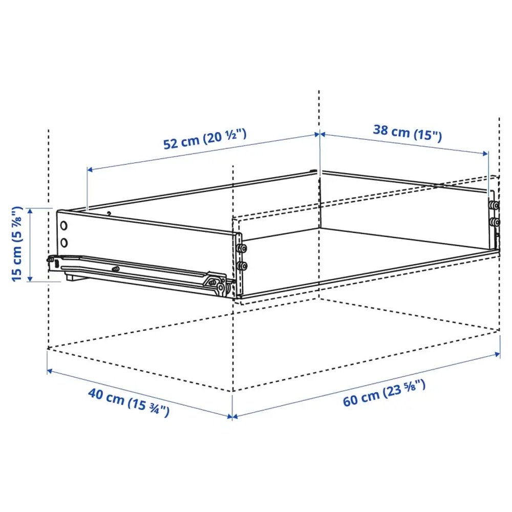 Ящик без фасада - IKEA KONSTRUERA/КОНСТРУЕРА ИКЕА, 15х38х52 см, белый