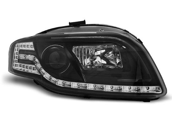 Передние фары Audi A4 B7 led tube lights black